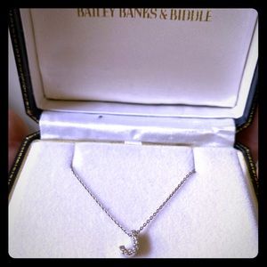Cute Diamond and 18k white gold ‘J’ necklace